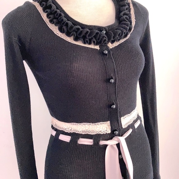 Y2k ALANNAH HILL 100% merino Cardigan with silk ties SIZE 6 - Picture 2 of 15